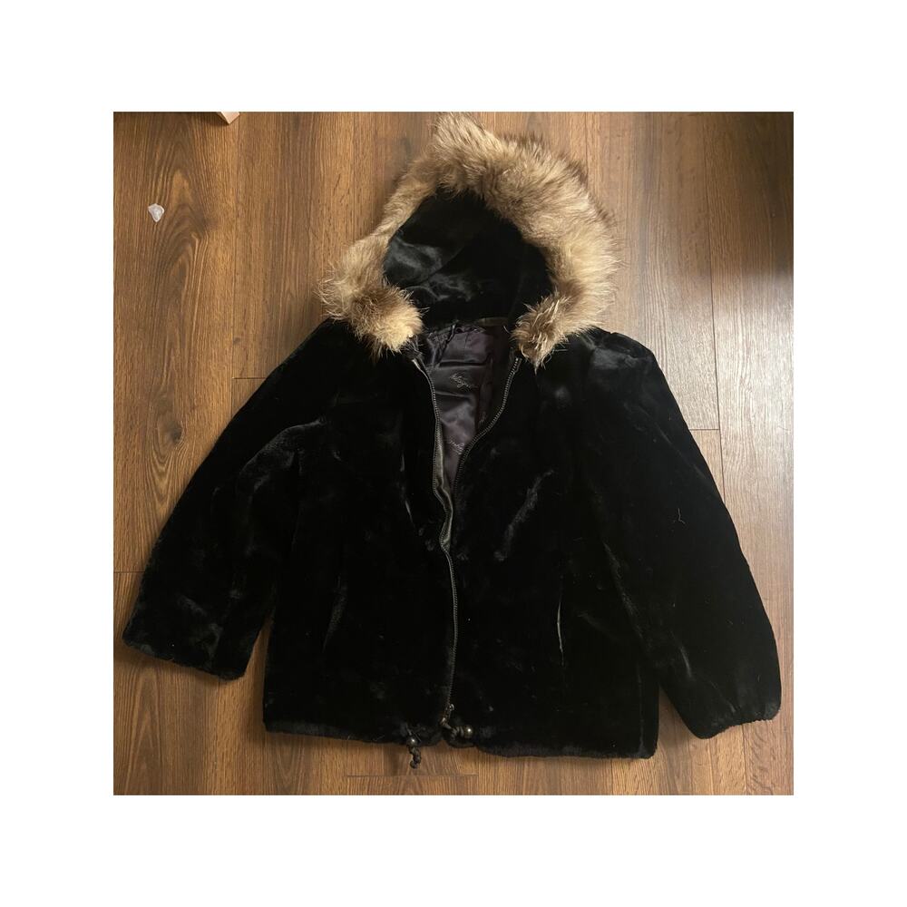 EUC Vintage ILGWU black velour jacket dress coat size: M